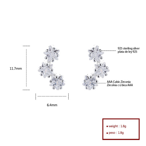 Wholesale  925 Sterling Silver Women's Stud Earrings Flower Cubic Zirconia