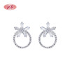 Venta al por mayor de pendientes de plata de ley 925 para mujer con flor de margarita y circonita cúbica