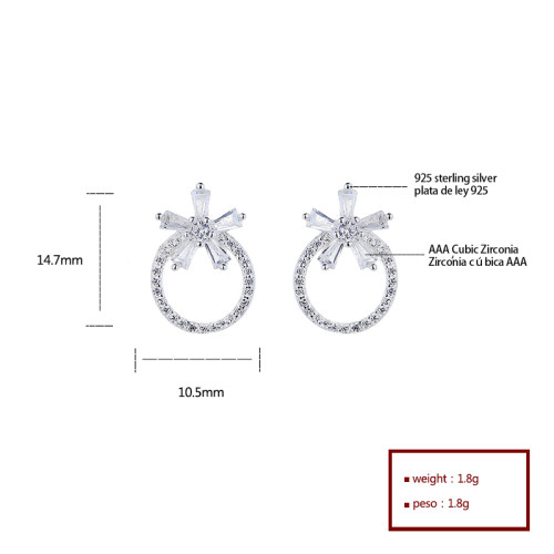 Wholesale  925 Sterling Silver Women's Stud Earrings Daisy Flower Cubic Zirconia