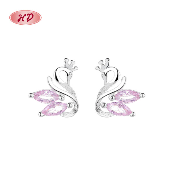 Venta al por mayor de pendientes de plata de ley 925 para mujer con diseño de cisne