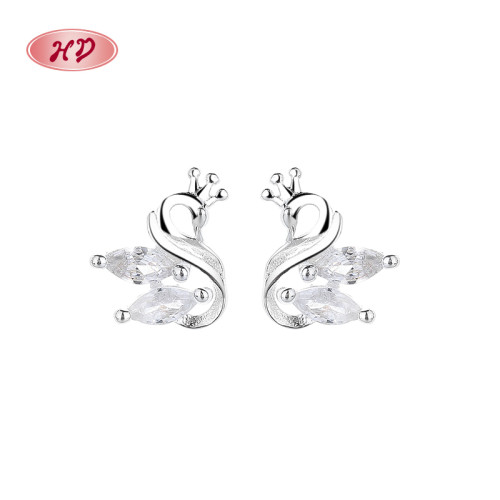 Wholesale 925 Sterling Silver Women's Stud Earrings Swan Design