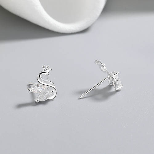 Wholesale 925 Sterling Silver Women's Stud Earrings Swan Design