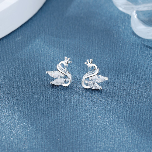 Wholesale 925 Sterling Silver Women's Stud Earrings Swan Design