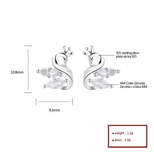 Wholesale 925 Sterling Silver Women's Stud Earrings Swan Design