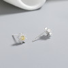 Venta al por mayor de pendientes de plata de ley 925 para mujer con diseño de girasol y circonita