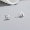 Venta al por mayor de pendientes de plata de ley 925 para mujer con diseño de girasol blanco y circonita