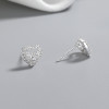 Wholesale 925 Sterling Silver Women's Stud Earrings White Heart Design Zirconia