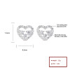 Venta al por mayor de pendientes de botón de plata de ley 925 para mujer con diseño de corazón blanco y circonita