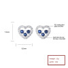 Venta al por mayor de pendientes de botón de plata de ley 925 para mujer con diseño de corazón azul y circonita