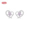 Wholesale 925 Sterling Silver Women's Stud Earrings White Hollow out Heart & Flower Design Zirconia