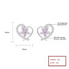 Venta al por mayor de pendientes de botón para mujer de plata de ley 925 con diseño de corazón y flor ahuecados en blanco y circonita