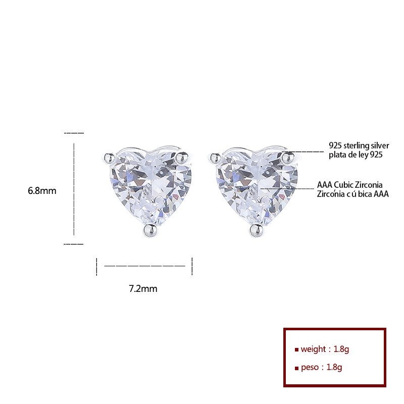 925 Sterling Silver Cubic Zirconia Stud Earrings