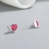 Venta al por mayor de pendientes de plata de ley 925 para mujer con diseño de corazón de circonita roja