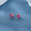 Venta al por mayor de pendientes de plata de ley 925 para mujer con diseño de corazón de circonita roja