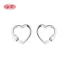 Pendientes de botón con forma de corazón de plata de ley 925 con circonita cúbica para mujer, joyería elegante al por mayor
