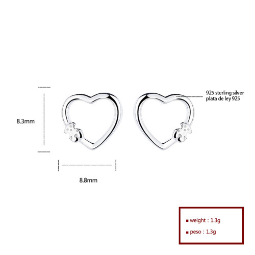 Heart 925 Sterling Silver Cubic Zirconia Women'S Stud Earrings For Stylish Wholesale Jewelry