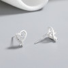 Pendientes de botón de plata de ley 925 con circonita cúbica y corazón de circonita blanca para mujer, joyería al por mayor