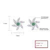Classic Green 925 Sterling Silver Women's Stud Earrings With Flower Cubic Zirconia