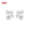 Wholesale 925 Sterling Silver Women's Stud Earrings Cute Bow Tie Cubic Zirconia