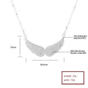 Venta al por mayor de joyas de plata 925 para mujeres chinas | Diseño de alas | Circón