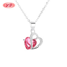 Collar de plata 925 con circonitas cúbicas al por mayor | Joyas para mujer con diseño de corazón hueco