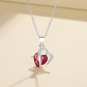 Collar de plata 925 con circonitas cúbicas al por mayor | Joyas para mujer con diseño de corazón hueco