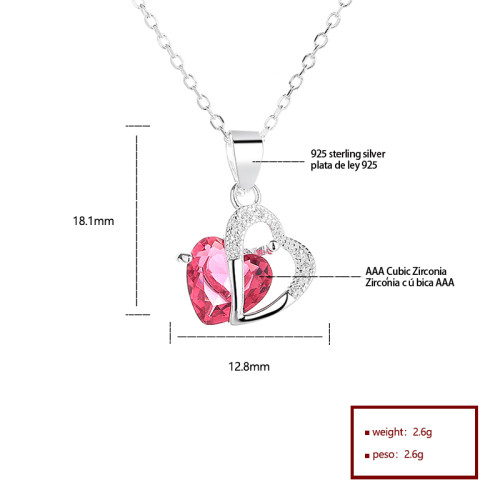 Wholesale 925 Silver CZ Necklace | Hollow Heart Design Women's Jewelry