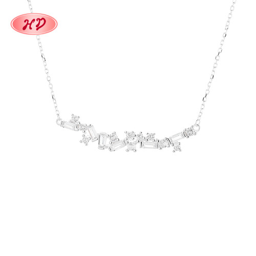 Fabricante de collares de plata 925 | Collar geométrico de joyería para mujer con circonitas