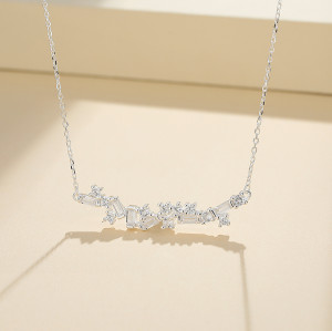 Fabricante de collares de plata 925 | Collar geométrico de joyería para mujer con circonitas