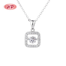 Collar de joyería chapado en plata 925 al por mayor | Cuadrado y redondo con circonita