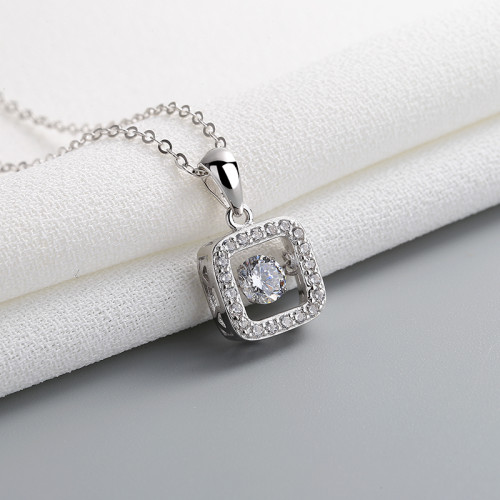 Wholesale 925 Silver Plated Jewelry Necklace | Square&Round with Zircon