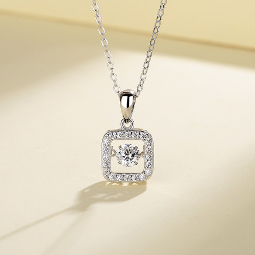 Wholesale 925 Silver Plated Jewelry Necklace | Square&Round with Zircon