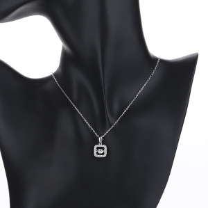 Wholesale 925 Silver Plated Jewelry Necklace | Square&Round with Zircon