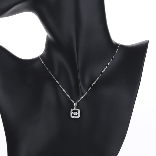 Wholesale 925 Silver Plated Jewelry Necklace | Square&Round with Zircon