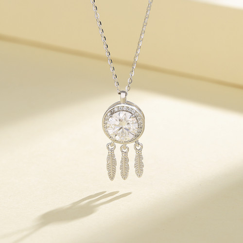 925 Silver Fashion Jewelry Wholesale Bohemian Style White Zircon Women'S Necklace