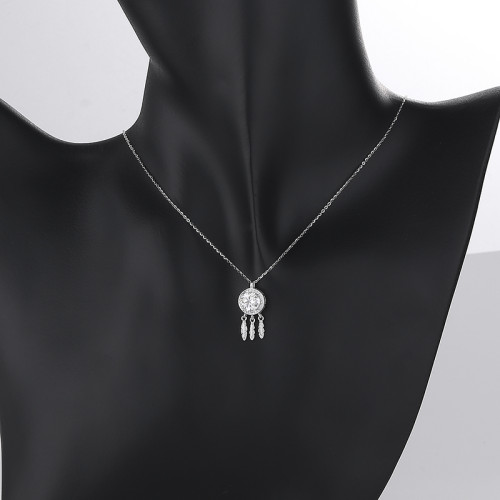 925 Silver Fashion Jewelry Wholesale Bohemian Style White Zircon Women'S Necklace