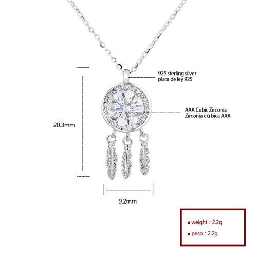 925 Silver Fashion Jewelry Wholesale Bohemian Style White Zircon Women'S Necklace