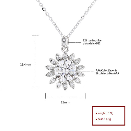 925 Silver Chain Wholesale Women's Necklace Classic Design Zircon Jewelry