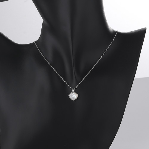 Wholesale Silver CZ Necklace Shell Girl Sweet Design Women's Jewelry