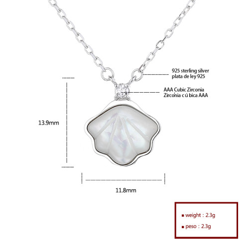 Wholesale Silver CZ Necklace Shell Girl Sweet Design Women's Jewelry