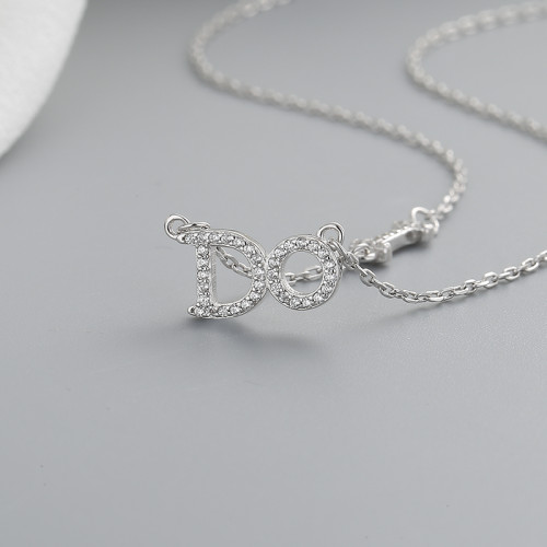 925 Silver Women's Necklace Manufacturer | Letter DO Simple with Zircon