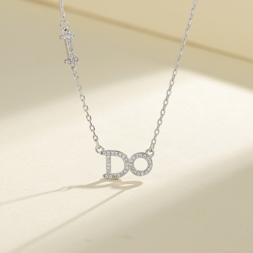 925 Silver Women's Necklace Manufacturer | Letter DO Simple with Zircon