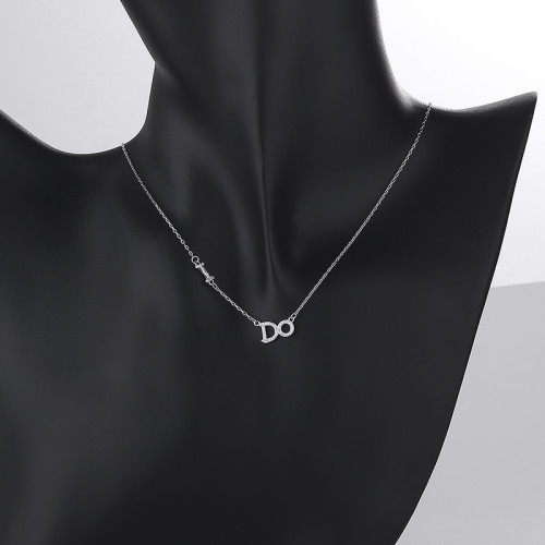 925 Silver Women's Necklace Manufacturer | Letter DO Simple with Zircon