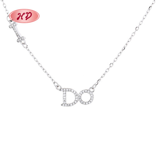 925 Silver Women's Necklace Manufacturer | Letter DO Simple with Zircon