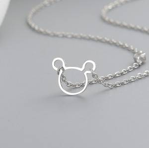 Collar de oso hueco para mujer, joyería de plata 925 al por mayor de China | Diseño animal
