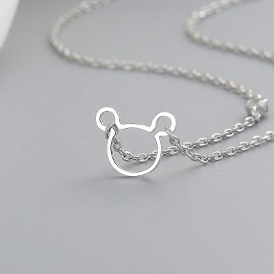 Hollow Bear Women's Necklace 925 Silver Jewelry Wholesale China | Animal Design