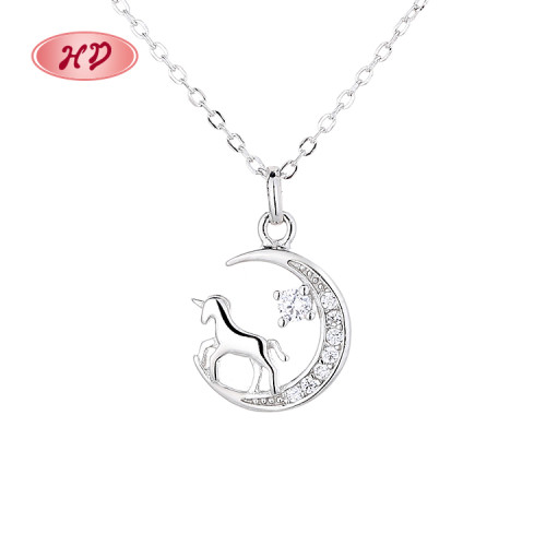 Horse&Moon Women's Necklace 925 Silver Animal Design Jewelry Manufacturer Direct Sales