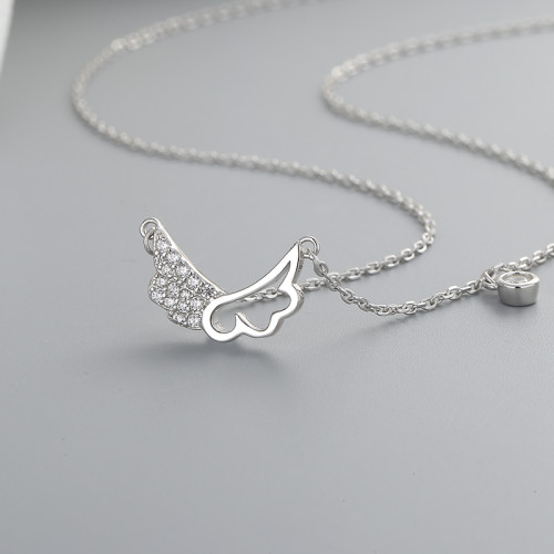 Wholesale Silver CZ Necklace Fashion Wings Design Manufacturer Direct Sales