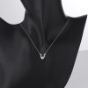 Collar de cadena grande de circonita cúbica azul con cuerno de ciervo en plata S925