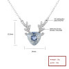 Collar de cadena grande de circonita cúbica azul con cuerno de ciervo en plata S925